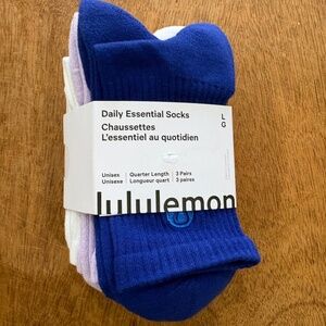 Lululemon Unisex Daily Essential Quarter Socks 3 Pack ColourRiverside/Sheer Viol